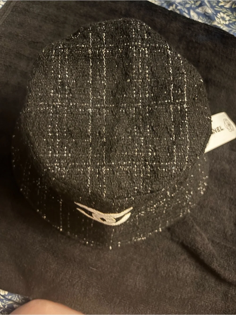 New Black Tweed Bucket Hat with CC Logo